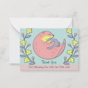 Correspondance Maman Otter Et Son Bébé Carte de remerciements