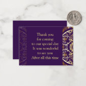Correspondance Mandala Gold sur Carte de remerciements violet (Devant/Arrière en situation)
