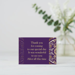 Correspondance Mandala Gold sur Carte de remerciements violet