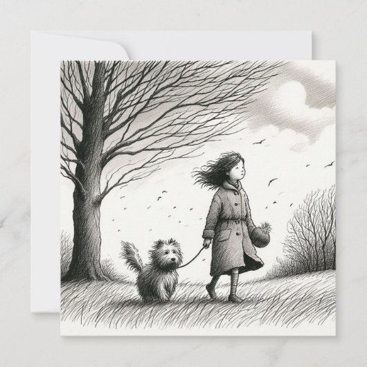 Correspondance Marcher sur la carte de note de chien (Devant)
