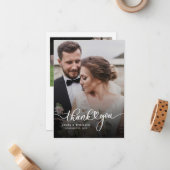 Correspondance Mariage de script moderne 2 Photos Carte de remerc (Devant/Arrière en situation)
