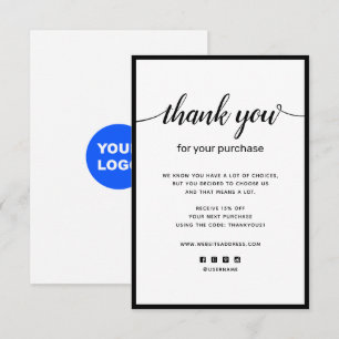 Correspondance Merci simple pour votre carte de billet d'achat