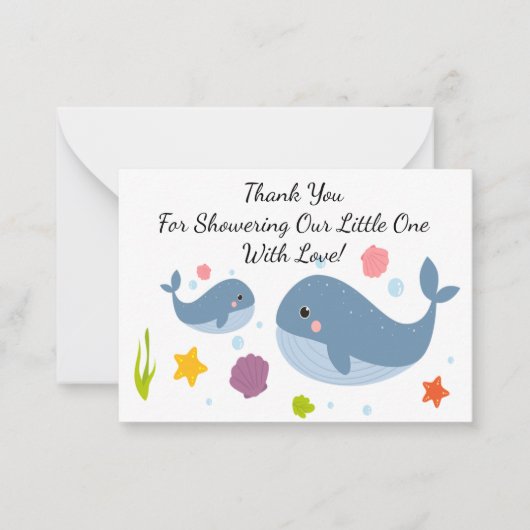 Correspondance Mignonne Mère Baleine Et Son Bébé Carte de remerci (Devant)