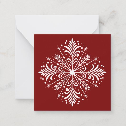 Correspondance Mini carte de Noël Red and White Snowflake (Devant)