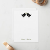 Correspondance Monogramme Oiseaux Mariage Carte de remerciements  (Devant/Arrière en situation)