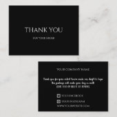 Correspondance Noir, Élégant, Merci Pour Votre Carte De Commande (Devant / Derrière)