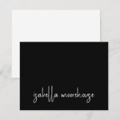 Correspondance Nom de script moderne Carte Noir Flat Note (Devant / Derrière)