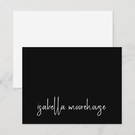 Correspondance Nom de script moderne Carte Noir Flat Note (Devant / Derrière)