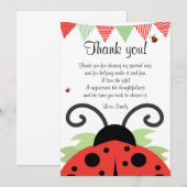 Correspondance Note de Carte de remerciements rouge Ladybug (Devant / Derrière)