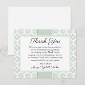 Correspondance Note de décès verte Sage Carte de décès plat Note  (Devant / Derrière)