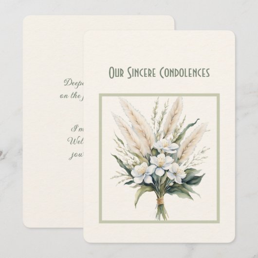 Correspondance Notre carte de notes Condolences Sincères (Devant / Derrière)