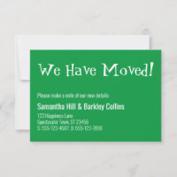 "Nous avons déménagé !" Carte de nouvelle adresse