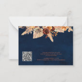 Correspondance Pampas Grass Navy Blue Rust QR Code Carte de boîti (Dos)