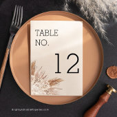 Correspondance Pampas Rustique Mariage moderne Carte Numéro de ta