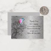 Correspondance Papillon rose Carte de remerciements (Devant/Arrière en situation)