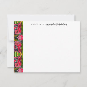 Correspondance Papillons rouges vibrants Carte de note personnali