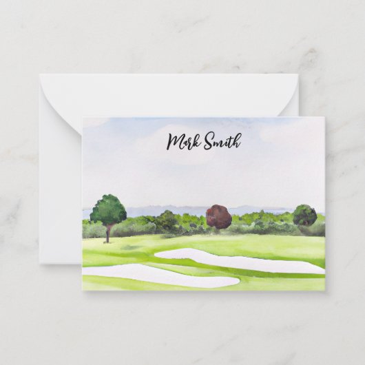 Correspondance Parcours de golf avec Nom pour golfeur Carte Note (Devant)