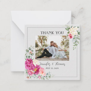 Correspondance Peony et Rose Eucalyptus Carte de remerciements de