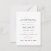 Correspondance Photo de fille rose script mini carte de remerciem (Dos)