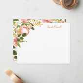 Correspondance Pies roses Carte de notes plats personnalisée (Devant/Arrière en situation)