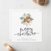 Correspondance Pine Cone Joyeux Noël Carte de vacances (Devant/Arrière en situation)