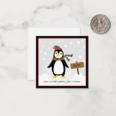 Correspondance Pingouin dans la Mini carte de Noël neige (Devant/Arrière en situation)