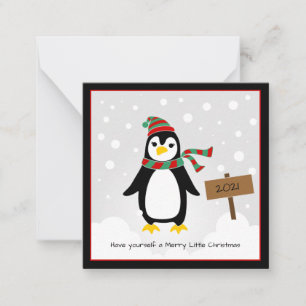 Correspondance Pingouin dans la Mini carte de Noël neige