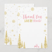 Correspondance Pink & Gold Winter Matching Merci carte de note (Devant / Derrière)
