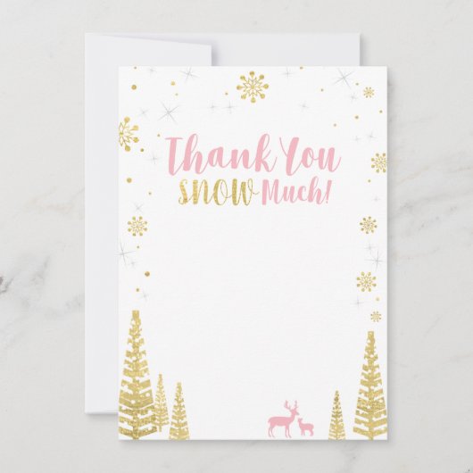 Correspondance Pink & Gold Winter Matching Merci carte de note (Devant)