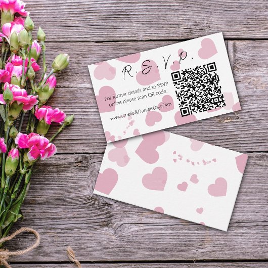 Correspondance Pink Love Heart Online Carte de note RSVP