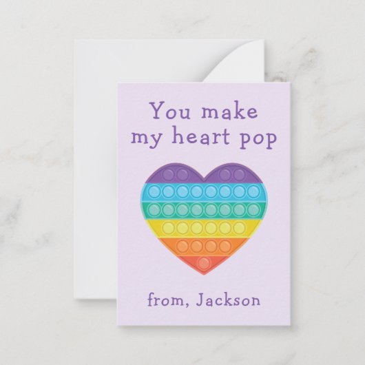 Correspondance Pop fidget classe valentine lavendar carte de note (Devant)