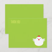 Correspondance Poulet de dessin animé (blanc) | Carte de remercie (Devant / Derrière)