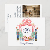 Correspondance Preppy Nutcracker Monogramme Photo Carte de Noël (Devant / Derrière)