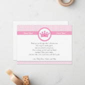 Correspondance Princess Carte de remerciements Note (Devant/Arrière en situation)