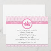 Correspondance Princess Carte de remerciements Note (Devant / Derrière)