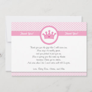 Correspondance Princess Carte de remerciements Note