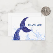 Correspondance Queue Bleue Du Carte de remerciements De Sirène (Devant/Arrière en situation)