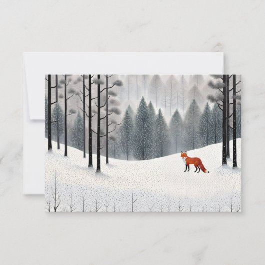 Correspondance Renard moderne en forêt d'hiver Carte de Noël (Devant)