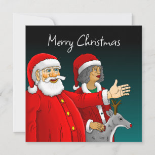 Correspondance Santa Claus, Mme Père Noël & Rudolph Carte de Noël