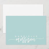 Correspondance Script bleu vert personnalisé Nom Carte de note pl (Devant / Derrière)