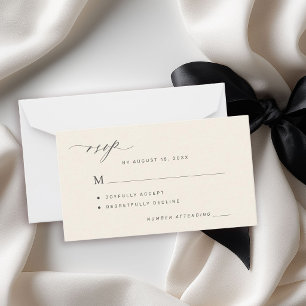 Correspondance Simple carte de réponse RSVP de mariage noir et iv