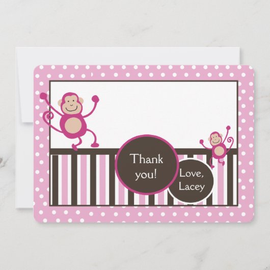 Correspondance Singe rose Anniversaire Merci carte de note (Devant)