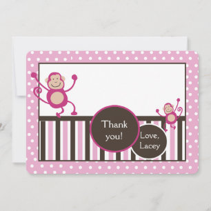 Correspondance Singe rose Anniversaire Merci carte de note