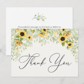 Correspondance Sunflower et verdure Carte de note Merci (Devant / Derrière)