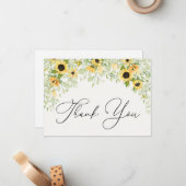 Correspondance Sunflower et verdure Carte de note Merci (Devant/Arrière en situation)