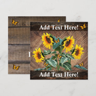 Correspondance Sunflower Papillons Rustic Barque Carte de note