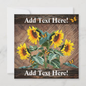 Correspondance Sunflower Papillons Rustic Barque Carte de note (Devant)