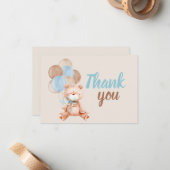 Correspondance Teddy Bear Boy Merci Carte de note (Devant/Arrière en situation)