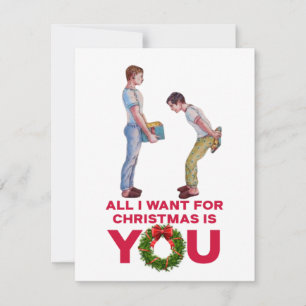 Correspondance Tout ce que je veux pour Noël ! Carte de Noël Gay 
