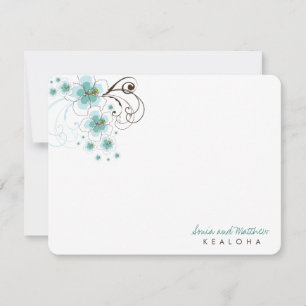 Correspondance Tropical Blue Hibiscus Mariage Merci Carte de note